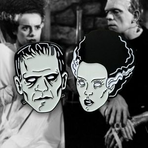 Frankenstein and his Bride enamel lapel pin